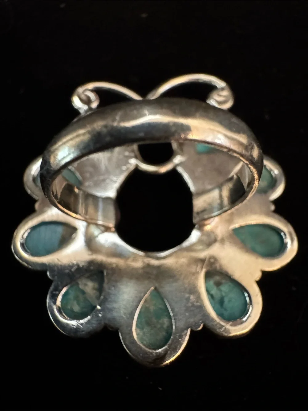 Sterling Silver blue moon turquoise Teardrop Statement Ring - size 7.5